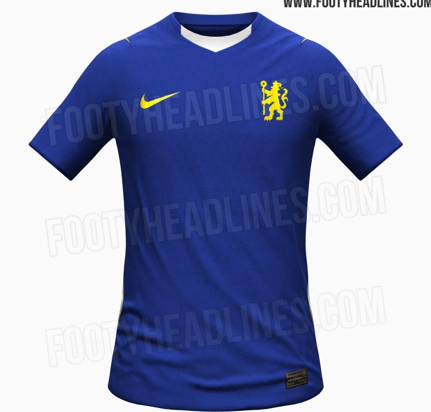 完美下载-切尔西26/27主场球衣谍照：采用黄色狮子队徽，搭配亮蓝色底色